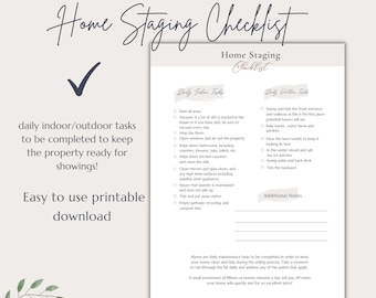 Checklist voor huisstaging | Dagelijkse binnen- en buitentaken | Verkoperspakket makelaar | Ensceneringsbedrijf