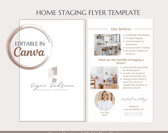 Flyersjabloon Home enscenering: neutraal, minimalistisch ontwerp (canva-pdf-bestand)