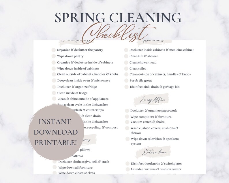 Spring Cleaning Checklist | Deep Clean | Printable List| - Etsy