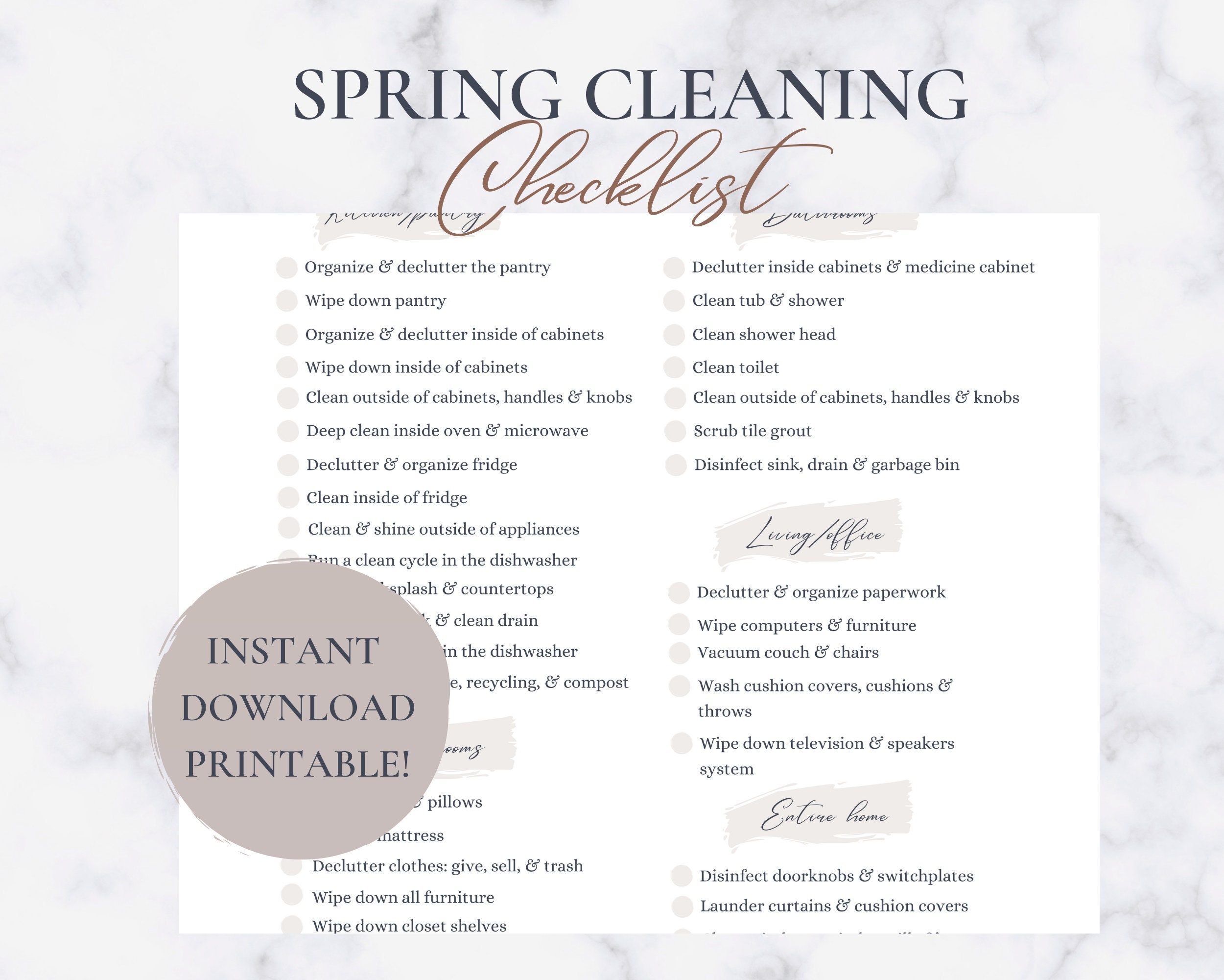 Spring Cleaning Checklist | Deep Clean | Printable List| - Etsy
