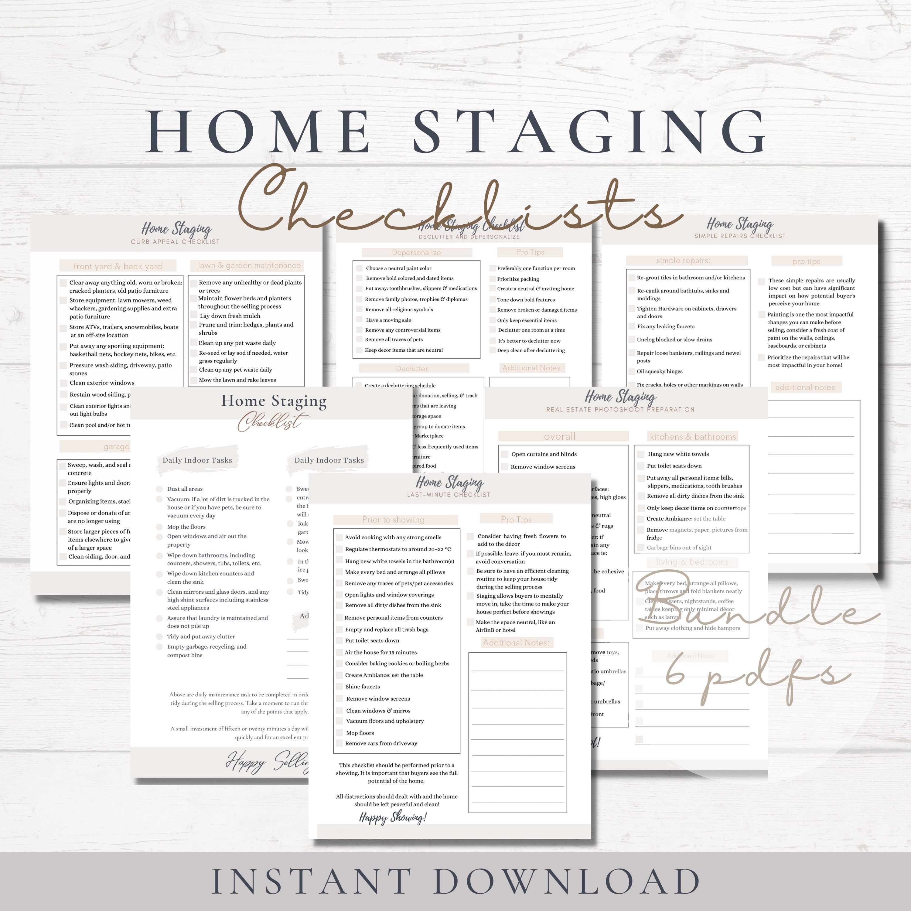 Home Staging Checklist Package Realtors & Home Stagers Editable Canva