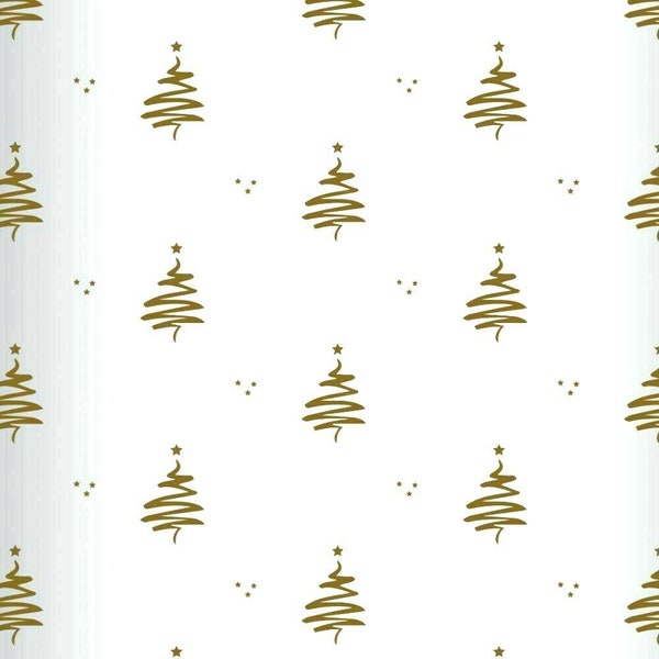 80cm Wide Gold Squiggle Tree Cellophane Film Christmas Florist Gift Wrap X-MAS