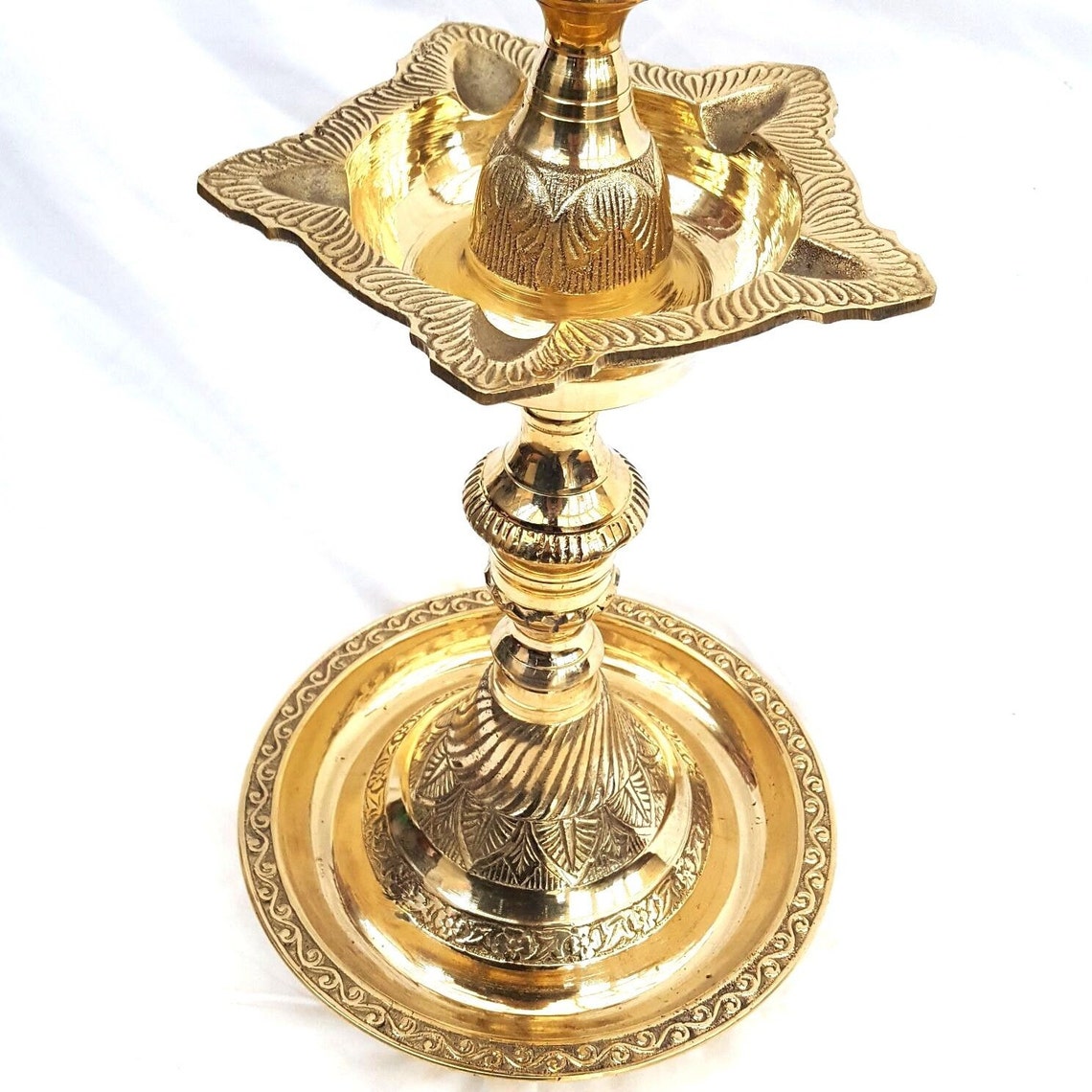 Brass Diya Oil Lamp Diva 15 Wick Indian Hindu Temple Puja Etsy UK