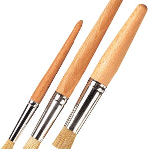 Stencil Brushes White Hog Hair Bristle Art Craft Acrylic Oil Stenciling Brush