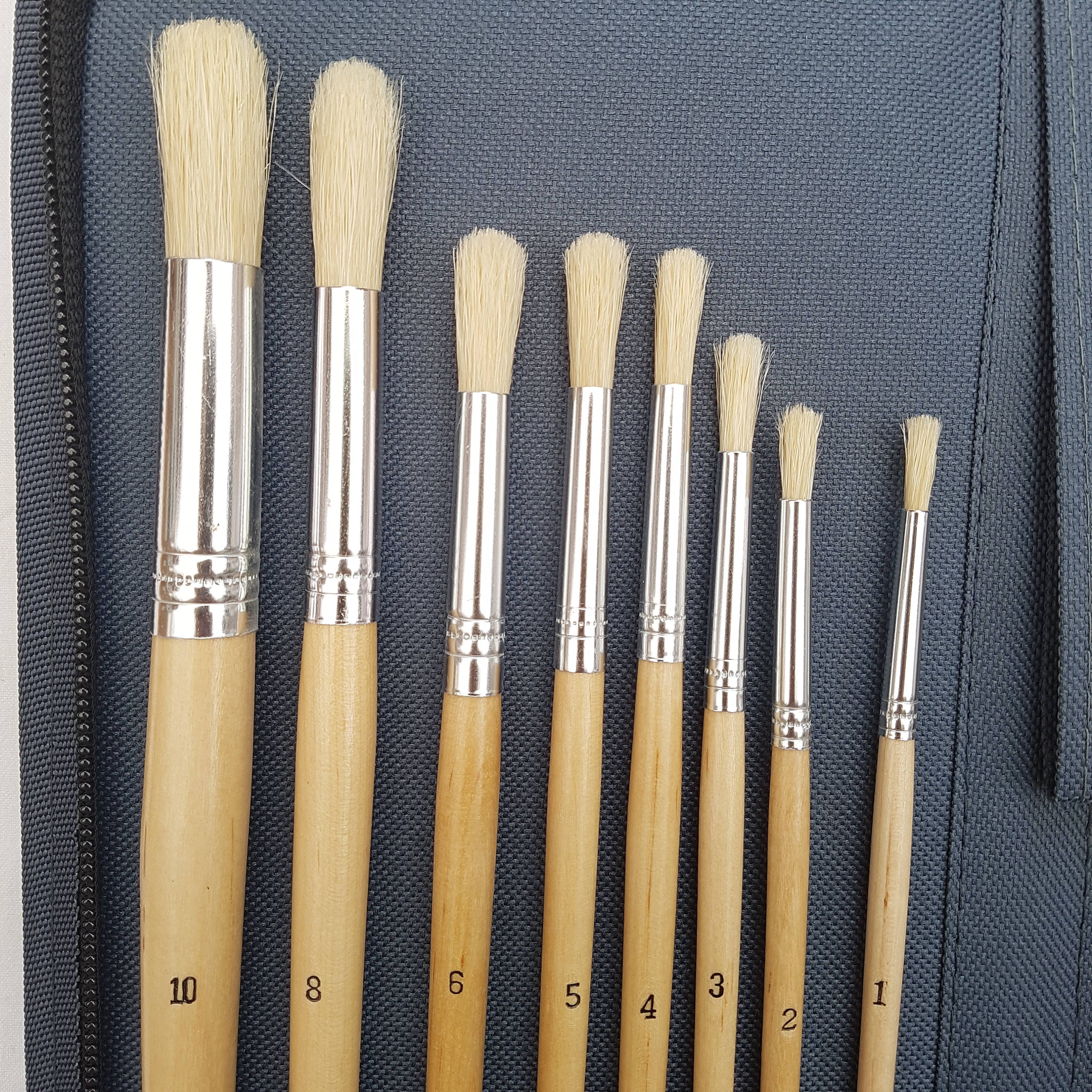 16 X Artist Paint Brushes Set Hog Hair Oil Acrylic Watercolor Nylon