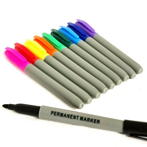 10 X Permanent Markers Assorted Multi Colour Pack 