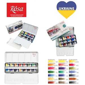 Rosa Acuarela 12 Set Pintura Metal Lata Enteras Sartenes Completas Artista