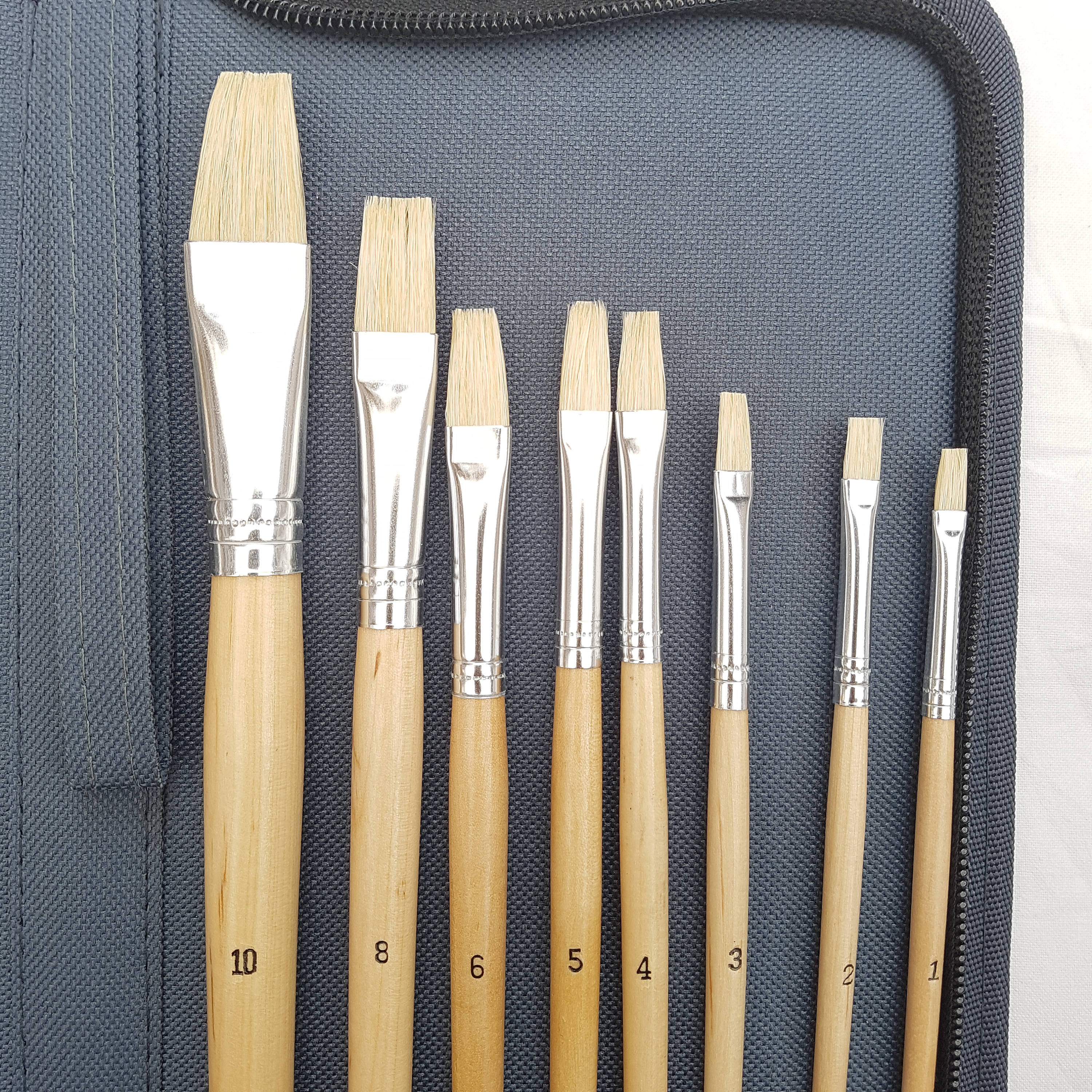 16 X Artist Paint Brushes Set Hog Hair Oil Acrylic Watercolor Nylon