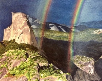 Después de la lluvia, Washburn Point - Acuarela original de 11 x 15 pulgadas