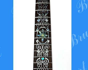 Chitarra fatta a mano con tastiera in palissandro da 25,5&quot;, intarsi in madreperla e abalone, Bruce Wei (83)