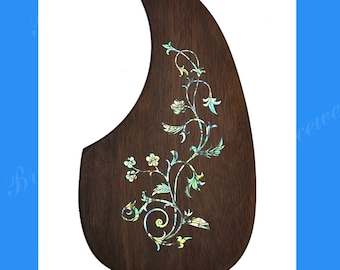 Martin D28用ソリッドローズウッドギターピックガード、フローラル