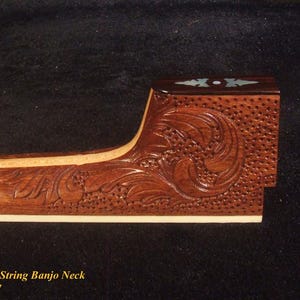 Handcrafted 5 String Banjo Neck, Solid Mahogany MOP & Abalone Block Inlay, Heel Carved BN-2017  Bruce Wei