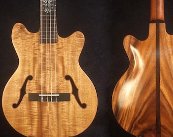 Handcrafted 5 String Baritone Ukulele, Curly Mango, Acacia ArchBack, MOP Inlay, Soft-bag, Bruce Wei UAP19-001