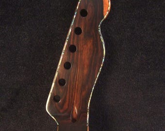 Mástil de repuesto para guitarra eléctrica TELE, hecho a mano, de ébano macizo de Macassar, con incrustaciones de vid, Bruce Wei GN-2126.