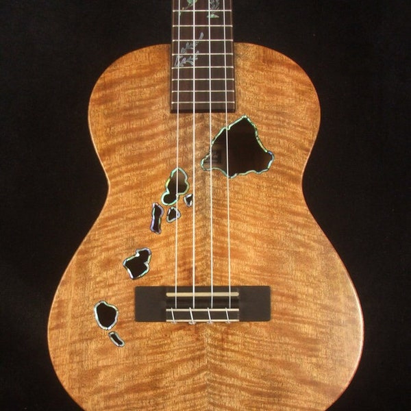 Bruce Wei Solid Curly Spalted Mango Tenor Ukulele, Mermaid Inlay UG17-2976