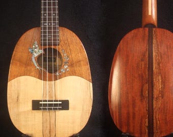 Handmade Soprano Ukulele, Hawaiian Koa, Redwood, Archback Pineapple, Bird Floral Inlay, Soft-bag, Bruce Wei  UAW13-2008