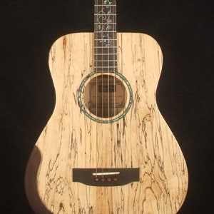 Handmade Tenor Guitar, Solid Spalted Maple, 4 String, Vine Bird Inlay, Soft-bag, Bruce Wei TG-2043