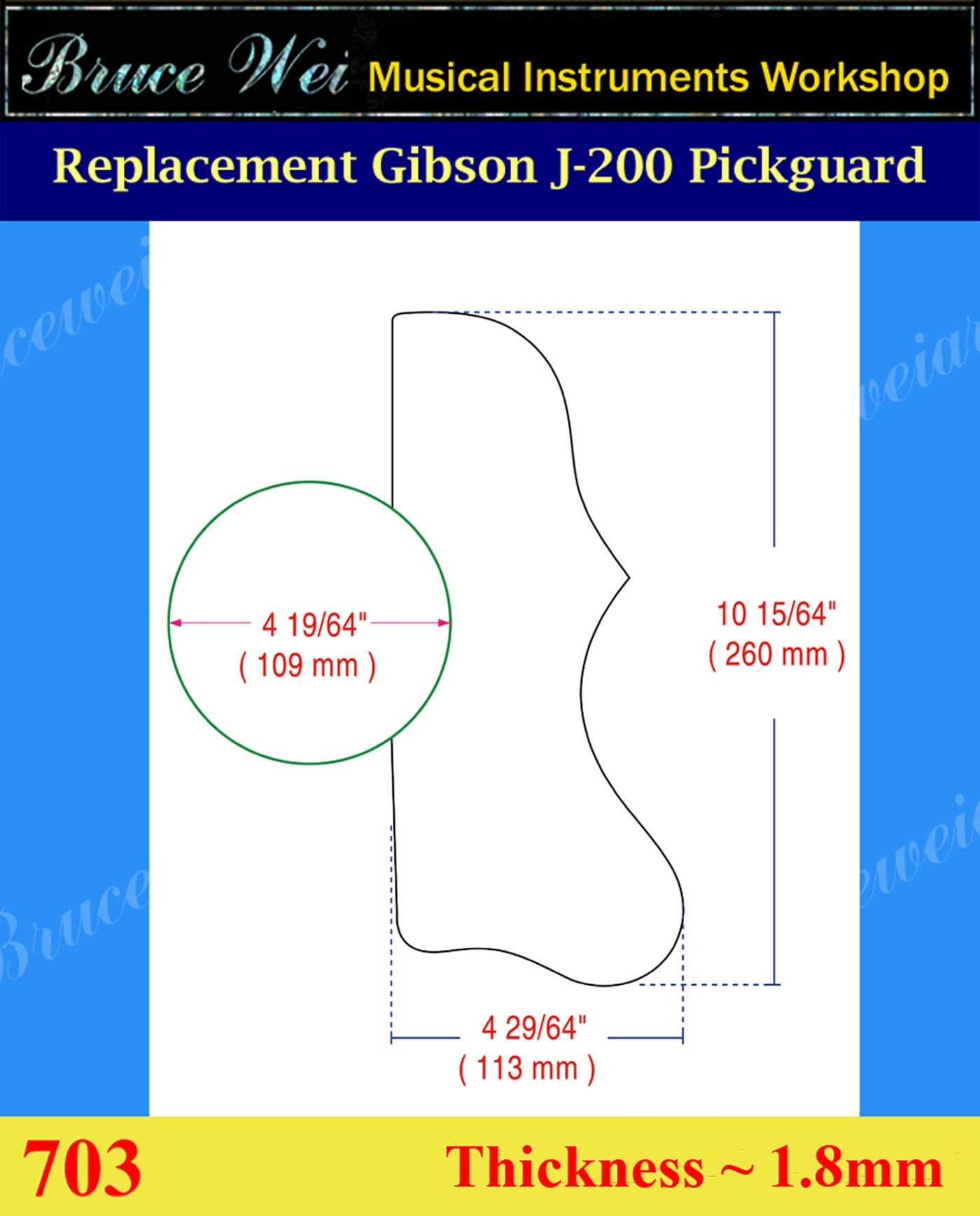 Bruce Wei, Replacement Rosewood Pickguard for Gibson J200 Bruce Wei, Replacement Rosewood Pickguard for Gibson J200