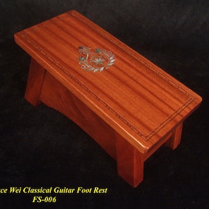Brutales Mahagoni Klassische Gitarre Fußstütze Fußständer, Holz graviert, Mop Inlay (FS-006)