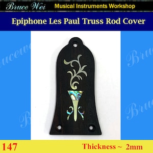 Free Shipping Fit Epiphone Les Paul Macassar Ebony Truss Rod Cover, MOP & Abalone Inlay, Bruce Wei ( 147 )