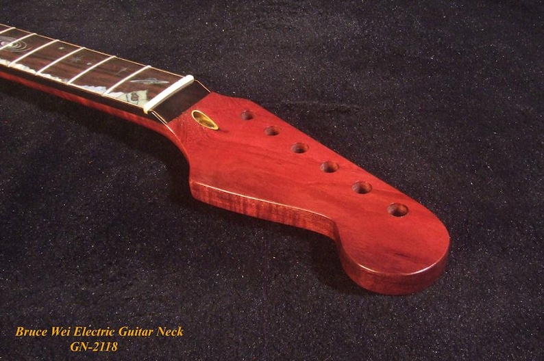 Ersättningshals för Strat för elgitarr, handgjord massiv Purple Heart, Planet-inlägg, Bruce Wei GN-2118 bild 3
