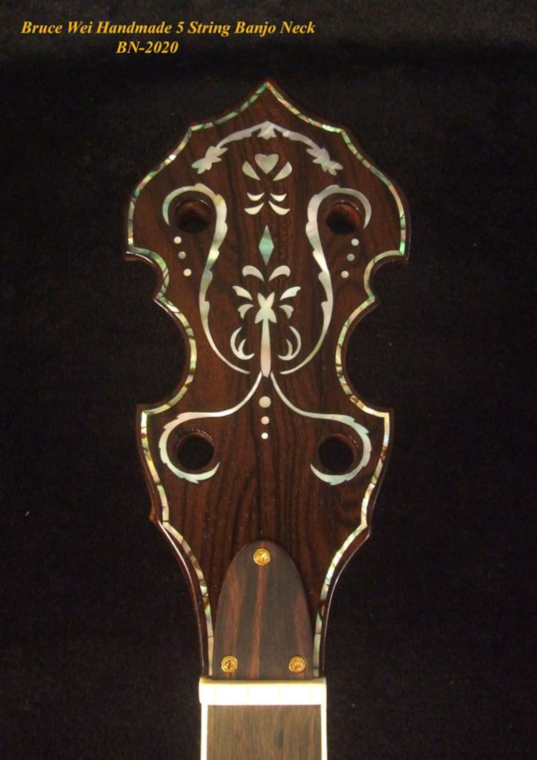 Handcrafted 5 String Banjo Neck, Solid Walnut & Mahogany DRAGON
