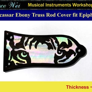 Free Shipping Fit Epiphone Les Paul Macassar Ebony Truss Rod Cover, MOP Inlay, Bruce Wei ( 238 )