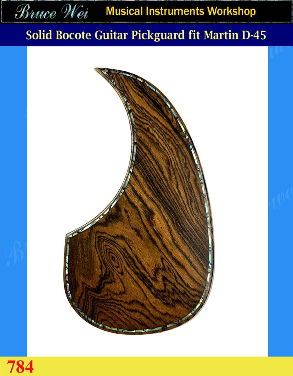 Fit Martin D-45 Solid Bocote Guitar Pickguard, Abalone Inlay, Bruce Wei (784)