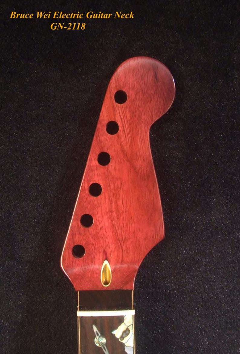 Ersättningshals för Strat för elgitarr, handgjord massiv Purple Heart, Planet-inlägg, Bruce Wei GN-2118 bild 2