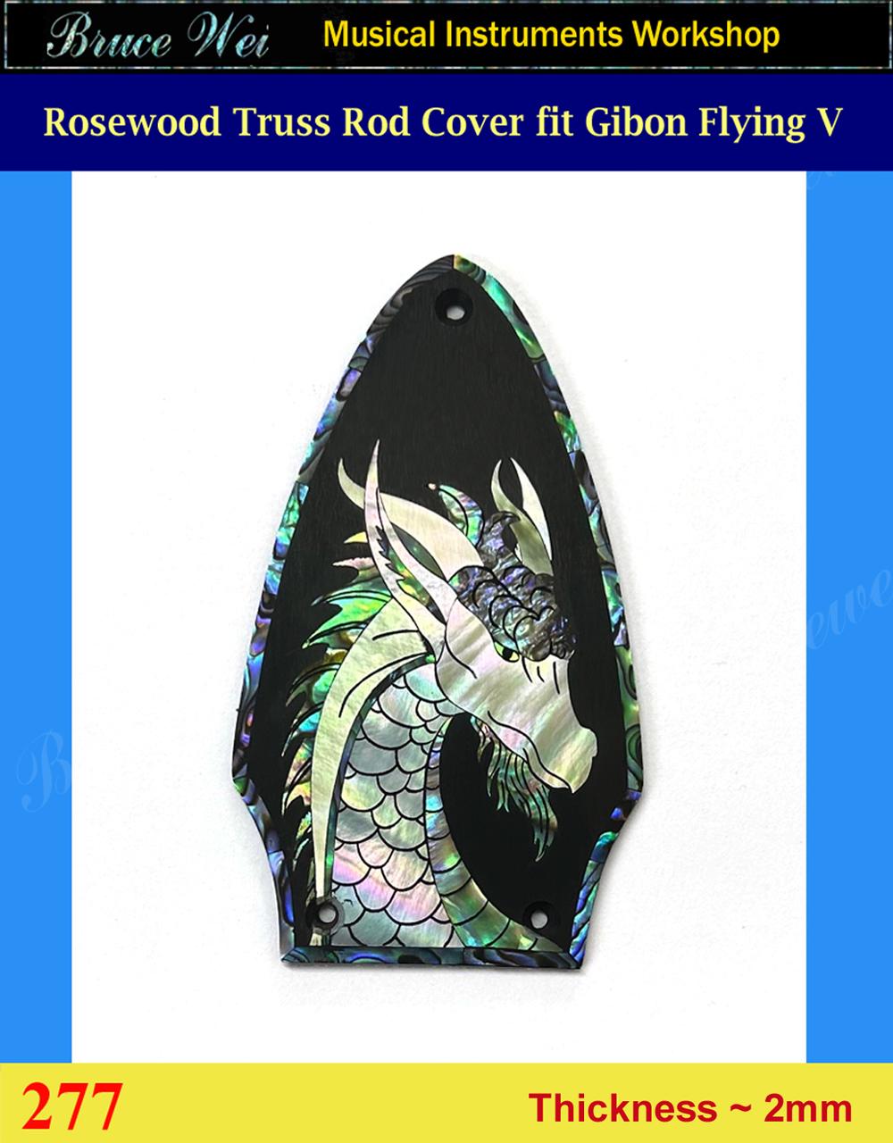 Free Shipping Fit Gibson Flying V Solid Rosewood Truss Rod Cover, Dragon MOP Inlay, Bruce Wei ( 277 )