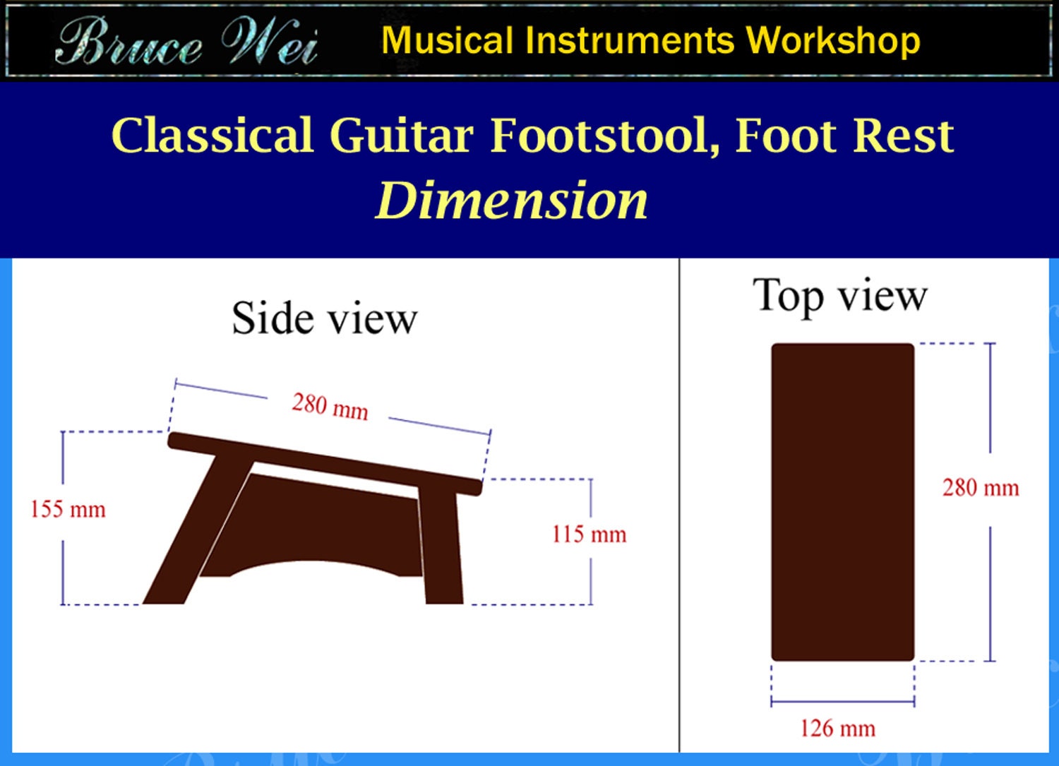 Solid Walnut Classical Guitar Foot Rest Foot Stand Mop Inlay Etsy