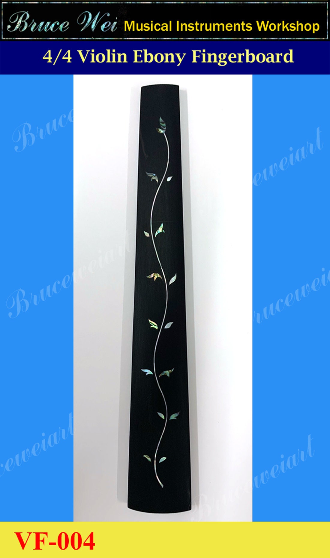 For 4/4 Violin, Ebony Fingerboard, MOP & Abalone Inlay, Bruce Wei VF-004 -  Etsy