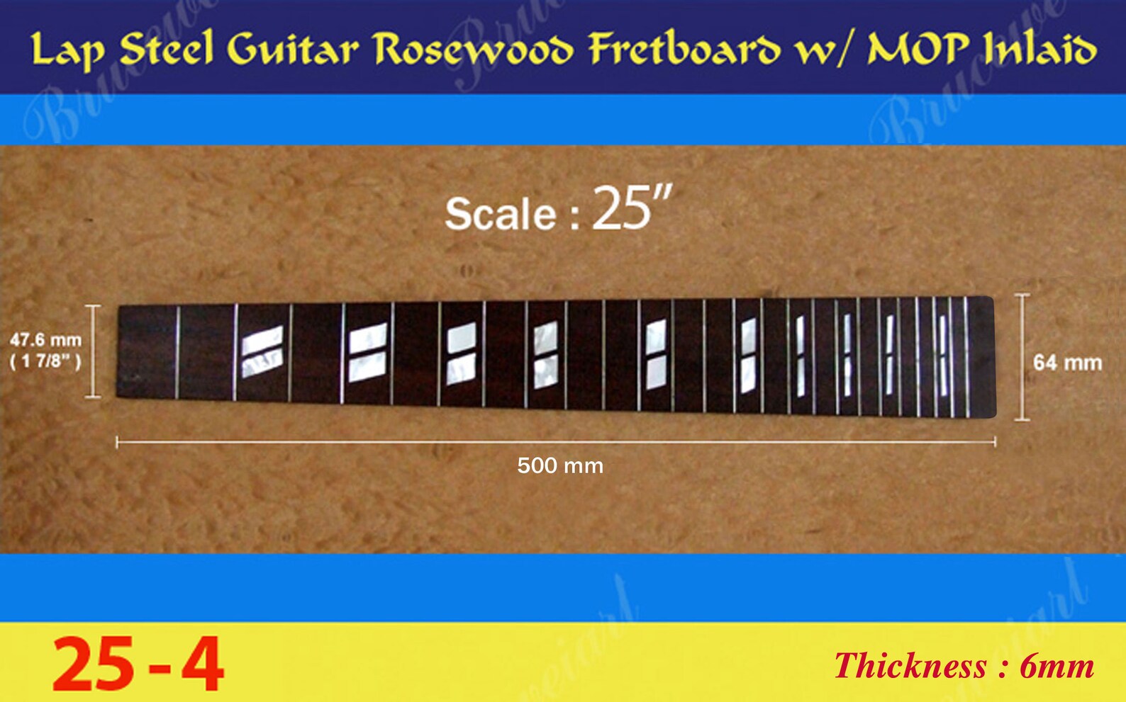 Bruce Wei Lap Steel Fretboard w/MOP Inlay Scale 25 4 Etsy