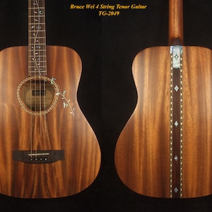 Handmade 4 String Tenor Guitar Solid Acacia, MOP Vine Inlay, Soft-bag Bruce Wei TG-2049