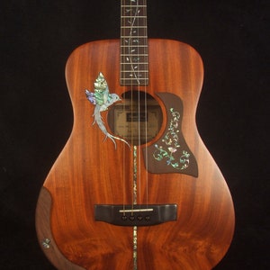 Handcrafted 4 String Tenor Guitar Solid Redwood, Indian Rosewood, MOP Vine Inlay, Soft-bag, Bruce Wei  TG-2052