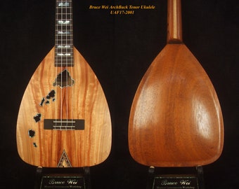 Bruce Wei Solid Taiwania, Acacia Arch-Back Tenor Ukulele, Islands Soundhole UAF17-2001