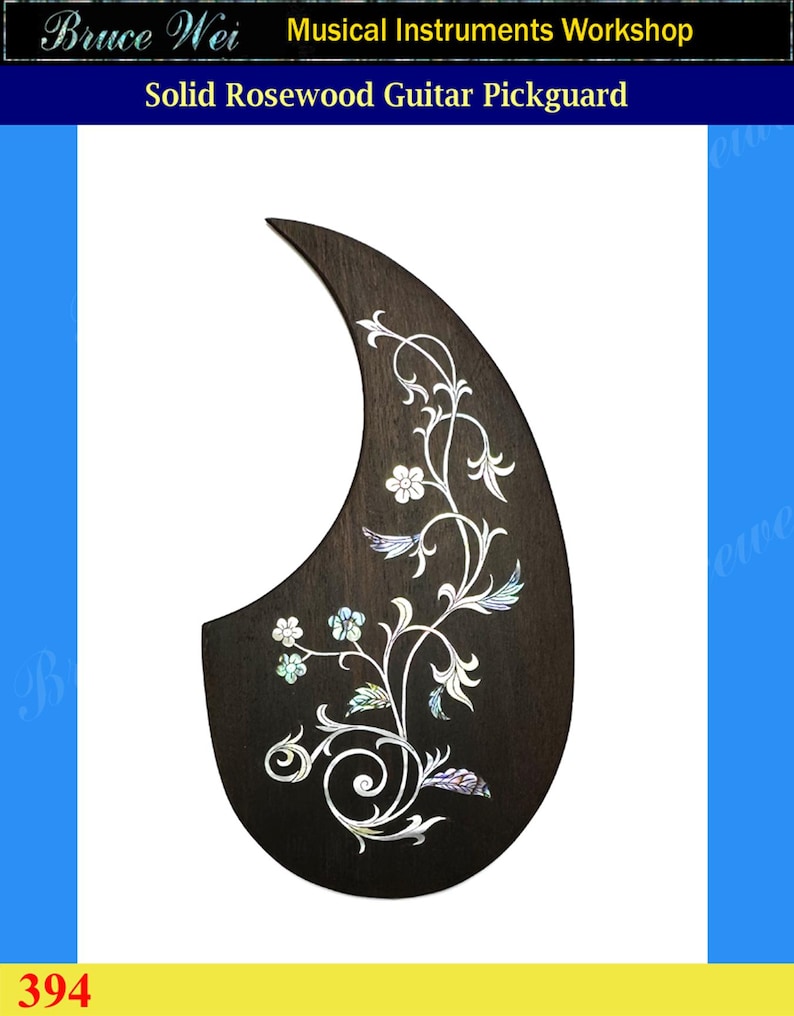 Golpeador de guitarra de palisandro macizo, incrustaciones de fregona y abulón, Bruce Wei (394) imagen 1