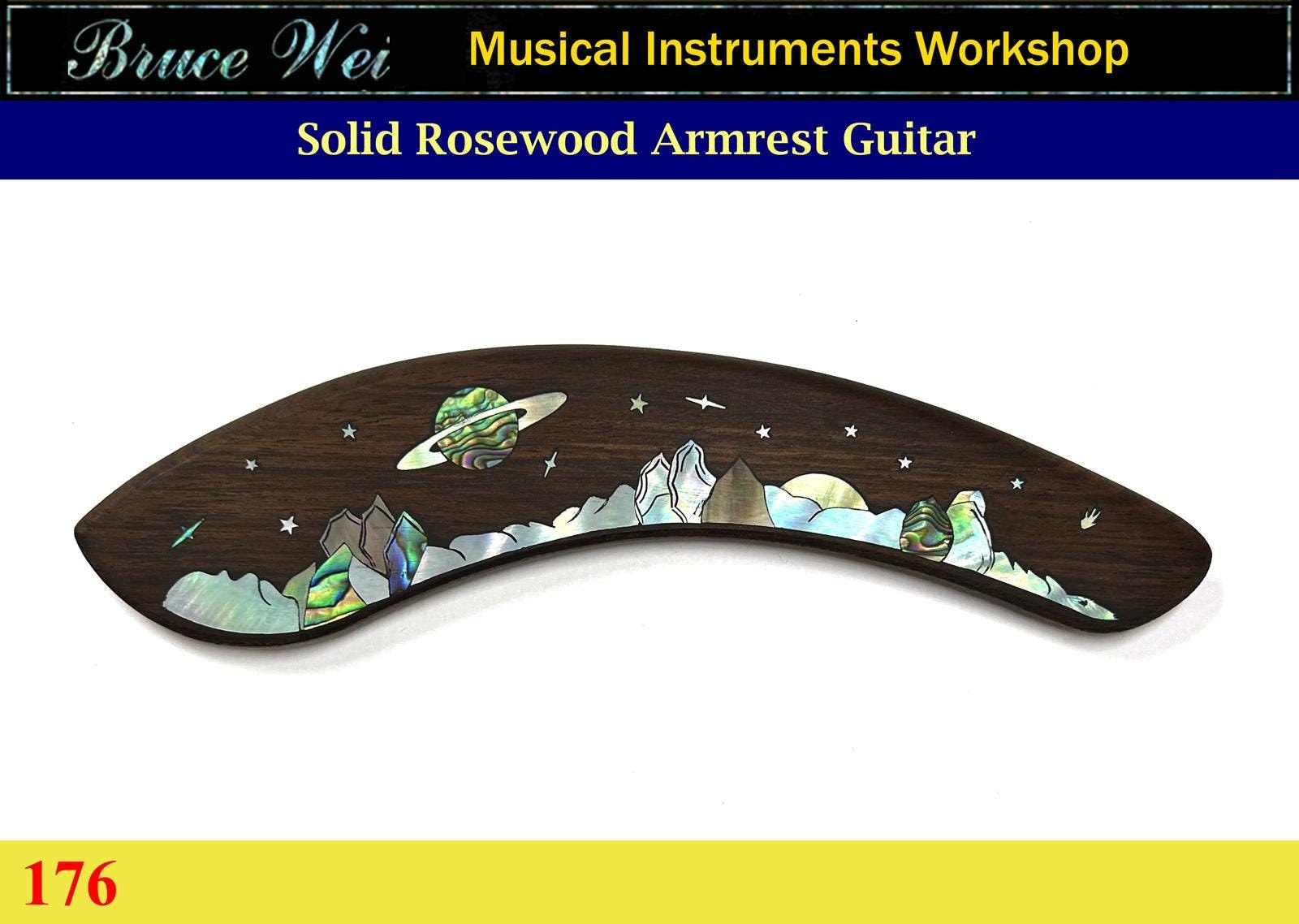 Guitar Handcrafted Rosewood Armrest, Mop & Abalone Inlay, Bruce