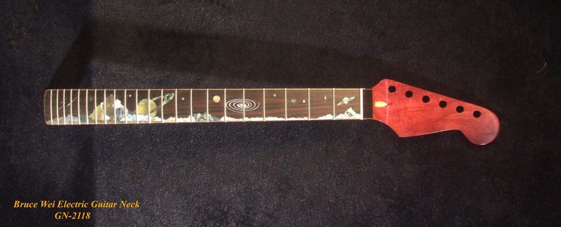 Ersättningshals för Strat för elgitarr, handgjord massiv Purple Heart, Planet-inlägg, Bruce Wei GN-2118 bild 1