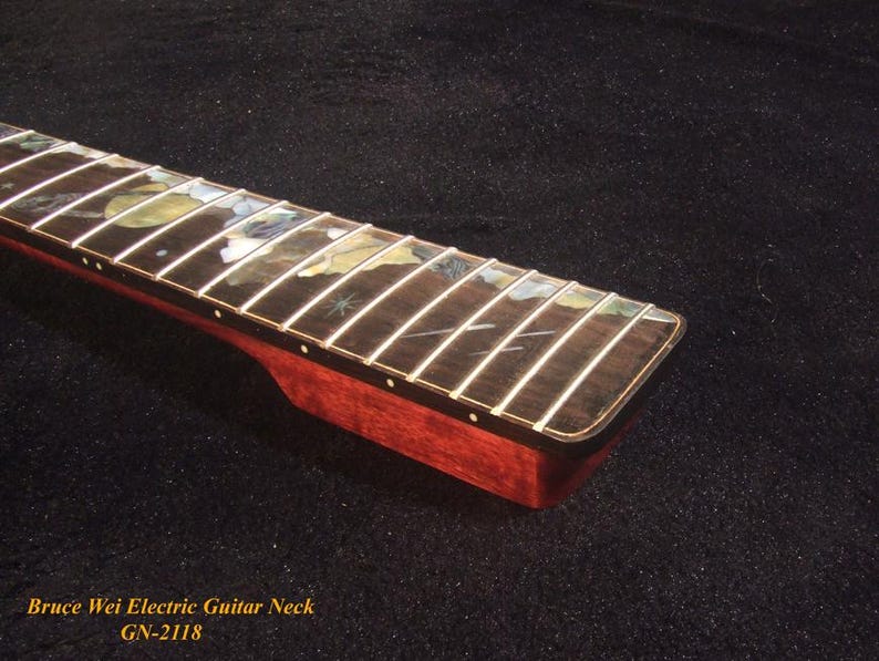 Ersättningshals för Strat för elgitarr, handgjord massiv Purple Heart, Planet-inlägg, Bruce Wei GN-2118 bild 6