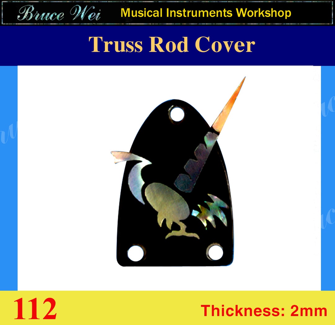 送料無料 ギター用エボニートラスロッドカバー、MOP＆アバロンインレイ