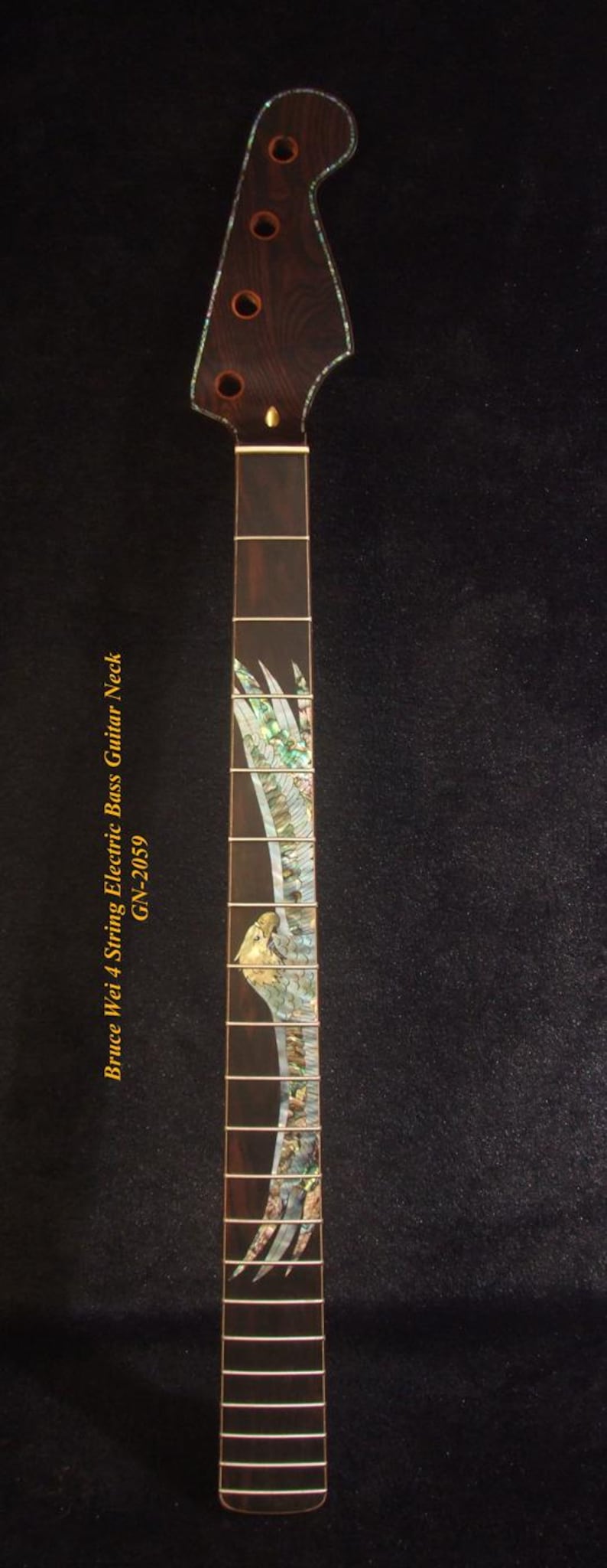 Handcrafted 4 String Electric Bass Neck, Solid Macassar Ebony Electric ...