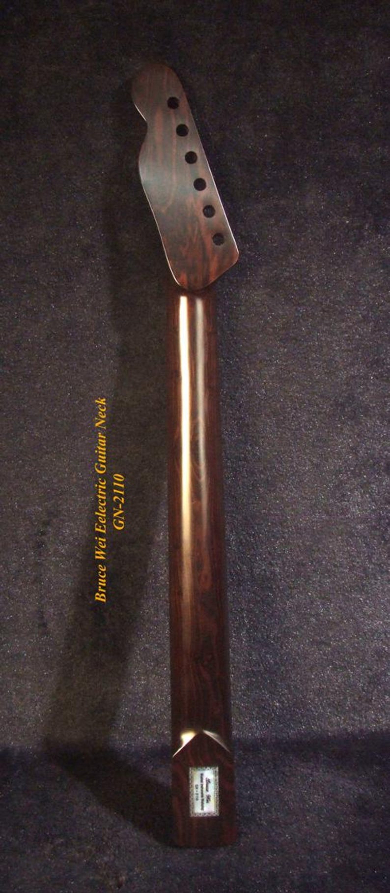 Mástil de repuesto para guitarra eléctrica TELE, hecho a mano, de ébano macizo de Macassar, con incrustaciones de vid, Bruce Wei GN-2110 imagen 5