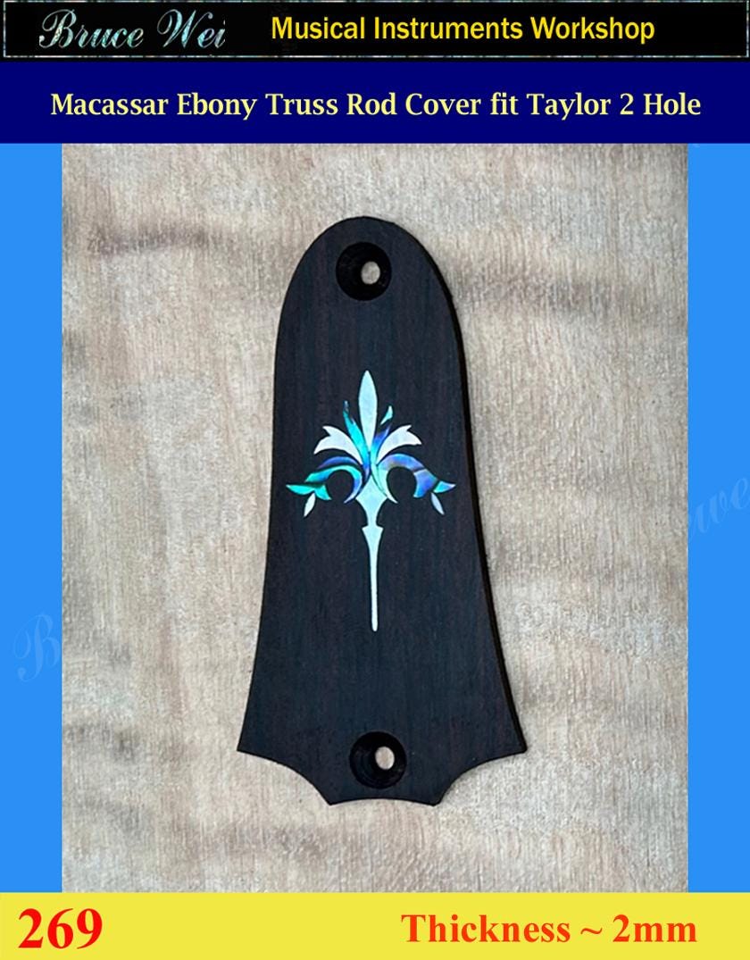 送料無料 テイラー 2穴ギター用 マカッサルエボニートラスロッドカバー
