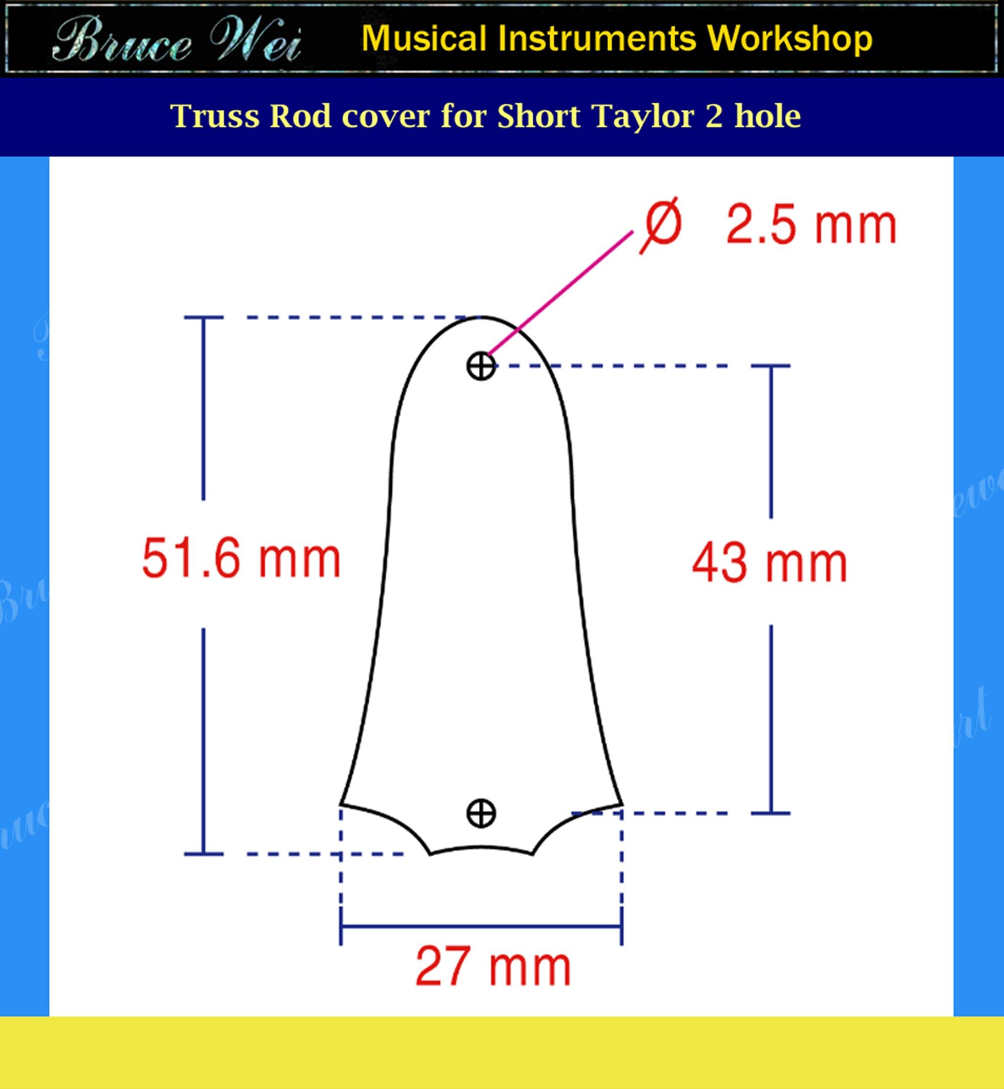 送料無料 SHORT Taylor 2ホールギター用 マカッサルエボニートラス