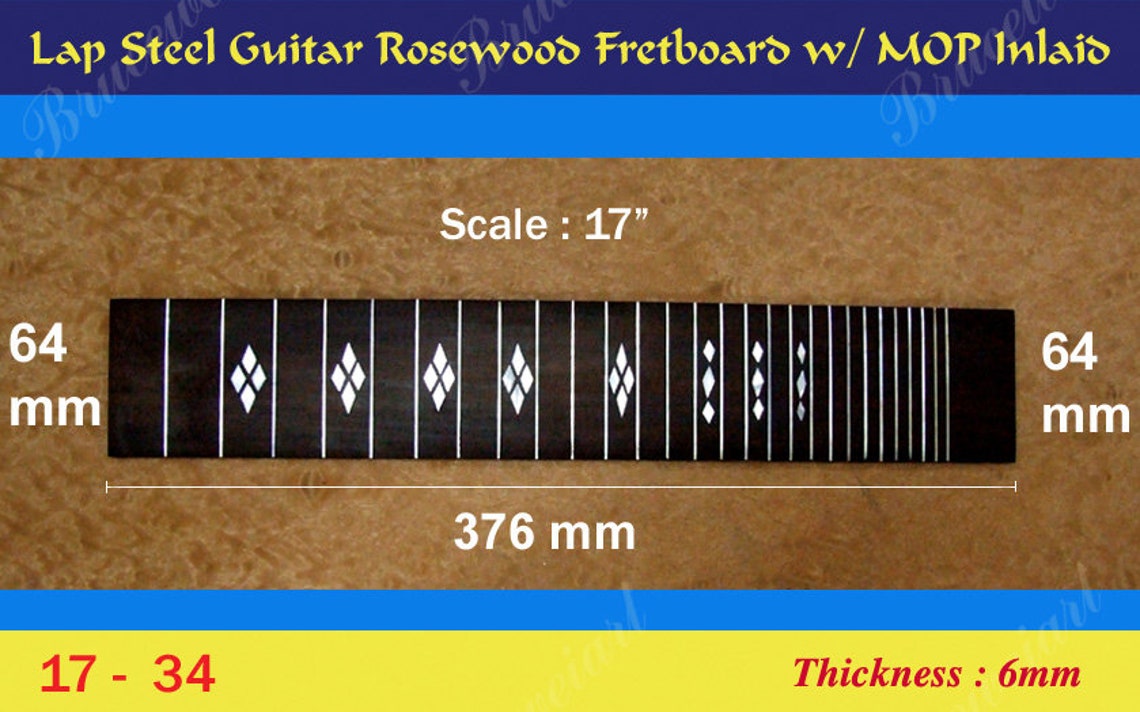 Bruce Wei Lap Steel Fretboard W/mop Inlay Scale 1734 Etsy