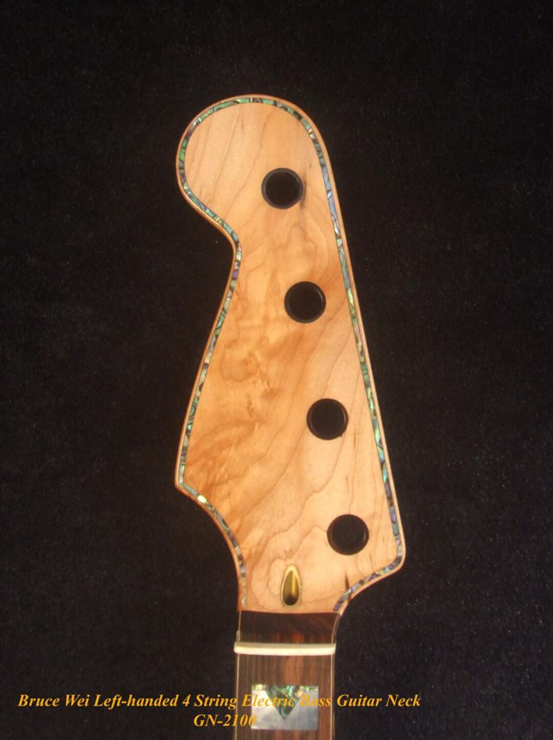 Left-handed 4 String Electric Bass Neck, Solid Hard Maple Electric