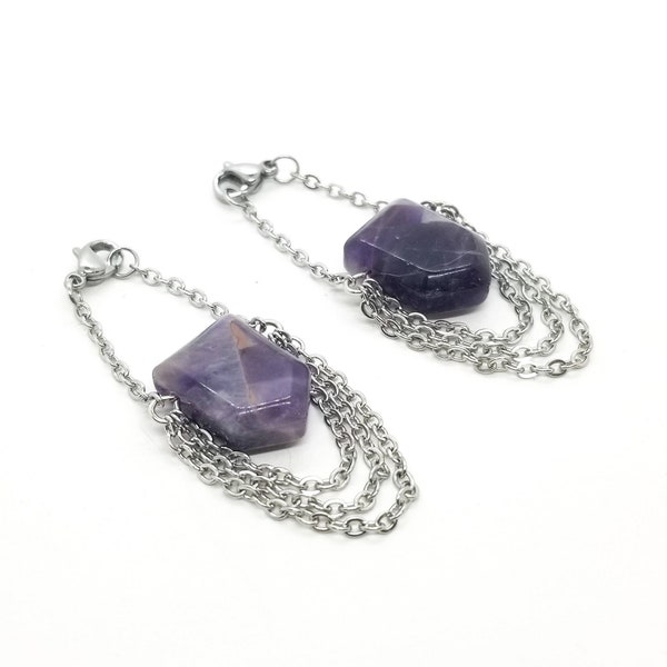 Amethyst Ear Hangers | Tunnel Dangles | Gauge Dangles | Plugs and Tunnels | Dangle Plugs | Gauge Hangers | Tunnel Hangers