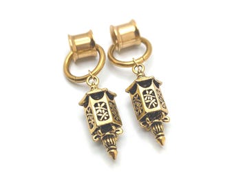 Antique Gold Lantern Gauge Hangers | Tunnel Dangles