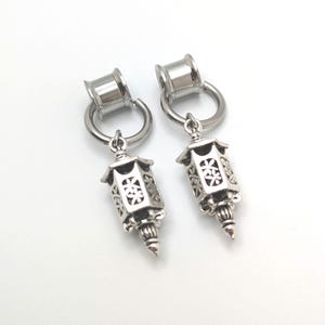 Silver Lantern Ear Hangers | Tunnel Dangles | Gauge Hangers